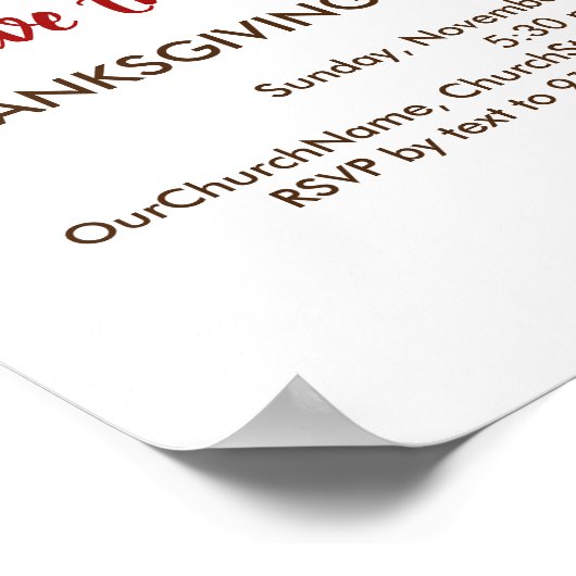 KERKSERVICE EN Thanksgiving Diner Poster (Hoek)
