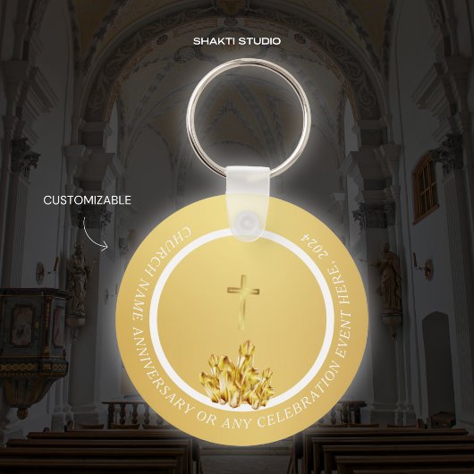 Kerksouvenir Gouden Sleutelhanger