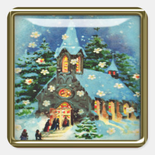 kerkstickers voor kerstmis vierkante sticker