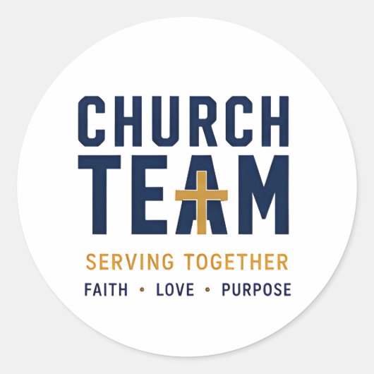 Kerkteam Samen Dienen Op Faith Based Design Ronde Sticker (Voorkant)