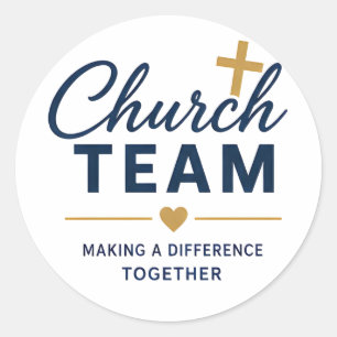 Kerkteamlogo voor vrijwilligers ronde sticker