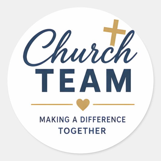 Kerkteamlogo voor vrijwilligers ronde sticker (Voorkant)