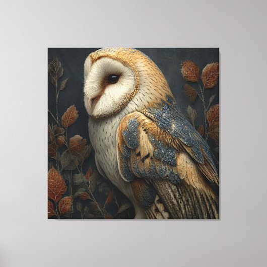 Kerkuil Herfst Portret Canvas Afdruk (Voorkant)