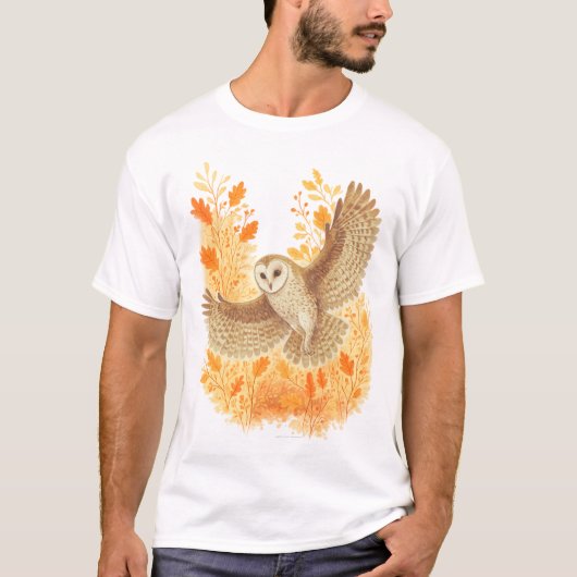 Kerkuil herfstbladeren t-shirt (Voorkant)