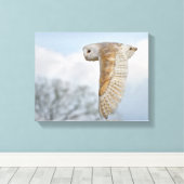 Kerkuil in vlucht ingepakt canvas print (Insitu (Houten vloer))