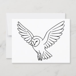 Kerkuil in Vlucht Lijnkunst Briefkaart