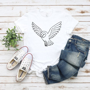 Kerkuil in Vlucht Lijnkunst T-shirt