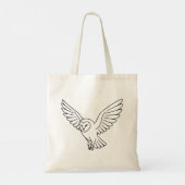 Kerkuil in Vlucht Lijnkunst Tote Bag (Achterkant)