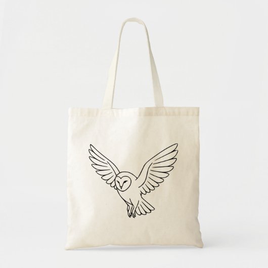 Kerkuil in Vlucht Lijnkunst Tote Bag (Voorkant)