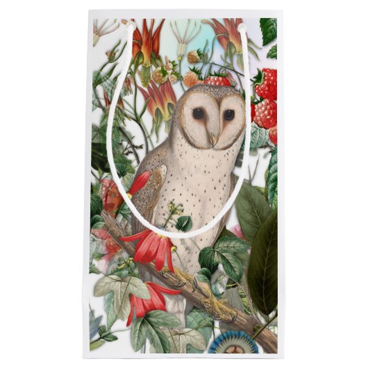 Kerkuil met bessen/Florale cadeautas (Voorkant)