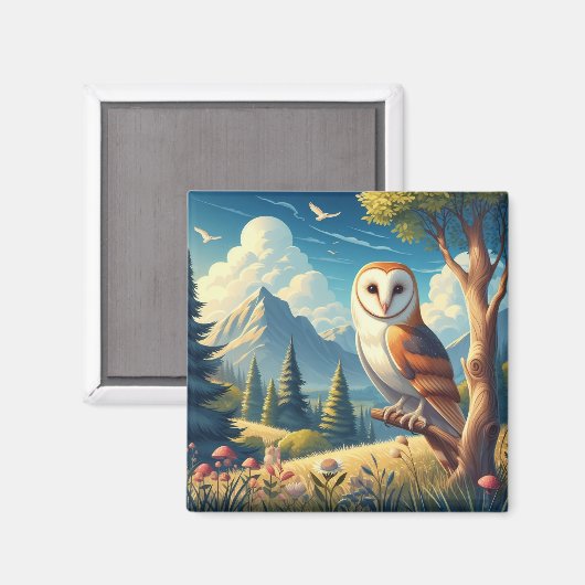 kerkuil met Natuur magneet (Voorkant / Achterkant)