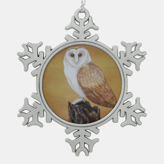 Kerkuil Tin Sneeuwvlok Ornament (Voorkant)