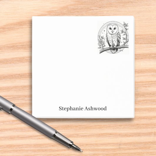Kerkuil vogel afbeelding zwart & wit lijntekening post-it® notes