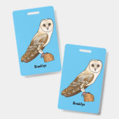 Kerkuil vogel cartoon illustratie badge (Voor- en achterkant)
