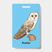 Kerkuil vogel cartoon illustratie badge (Achterkant)