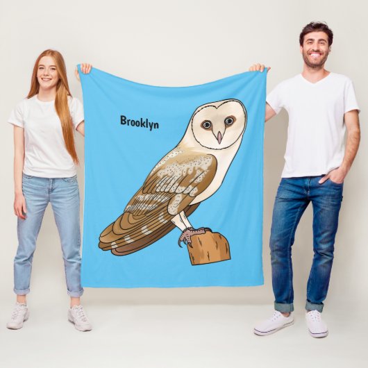 Kerkuil vogel cartoon illustratie fleece deken (In situ)