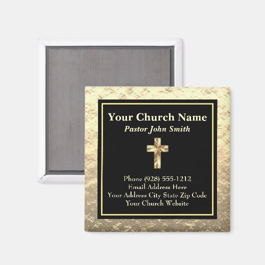 Kerkvoorganger Goud en Zwart Visitekaartje Magneet (Voorkant / Achterkant)