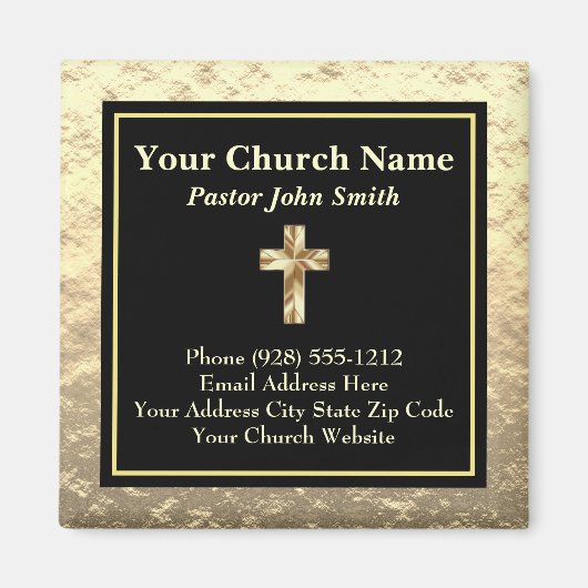 Kerkvoorganger Goud en Zwart Visitekaartje Magneet (Voorkant)