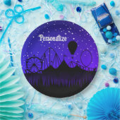 Kermis nachtzomer kermis attractie zwart blauw papieren bordje (Feest)