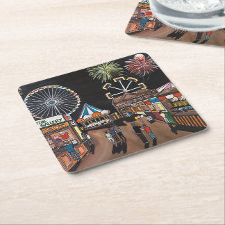 Kermis 's Nachts Schilderij van Alfred Fox Kartonnen Onderzetters