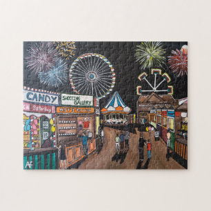 Kermis 's Nachts Schilderij van Alfred Fox Legpuzzel