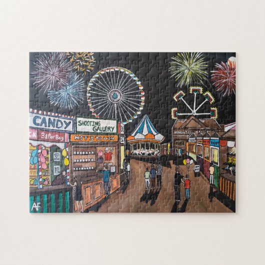 Kermis 's Nachts Schilderij van Alfred Fox Legpuzzel (Horizontaal)