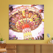 Kermis swingende rit roze lucht vintage foto retro canvas afdruk (Insitu (Woonkamer))