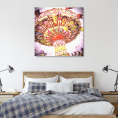 Kermis swingende rit roze lucht vintage foto retro canvas afdruk (Insitu (Slaapkamer))