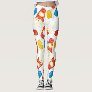 Kermispret: Leggings met Popcorn- en Ticketprint