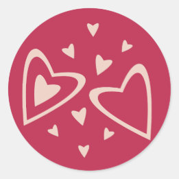 Kern Hartjes - magenta rood - afbeelding. Ronde Sticker