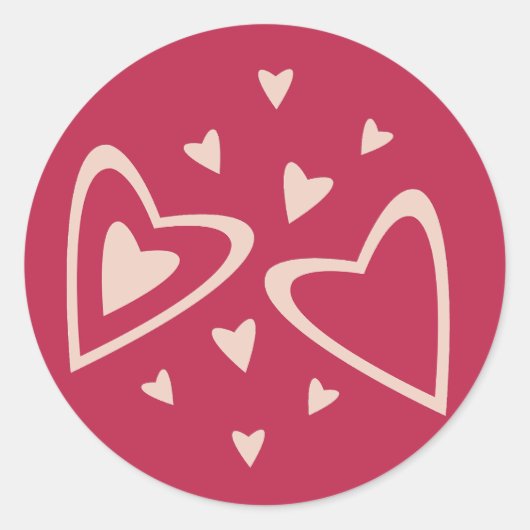 Kern Hartjes - magenta rood - afbeelding.      Ronde Sticker (Voorkant)
