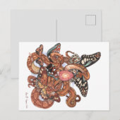 Kern van de Mystical Butterfly Snakes Art Briefkaart (Voorkant / Achterkant)
