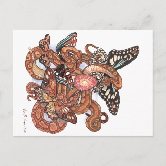 Kern van de Mystical Butterfly Snakes Art Briefkaart (Voorkant)