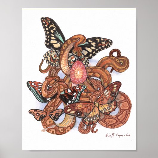 Kern van de Mystical Butterfly Snakes Art Poster (Voorkant)