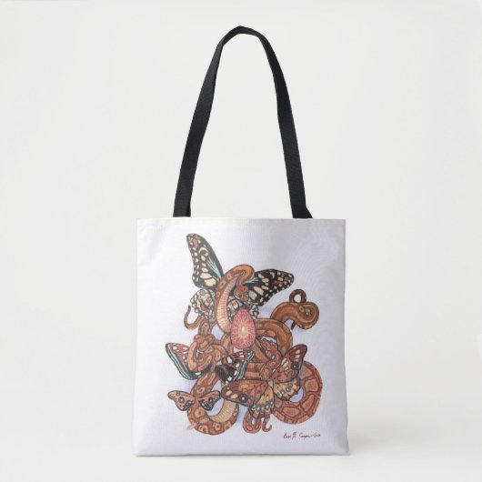 Kern van de Mystical Butterfly Snakes Art Tote Bag (Voorkant)