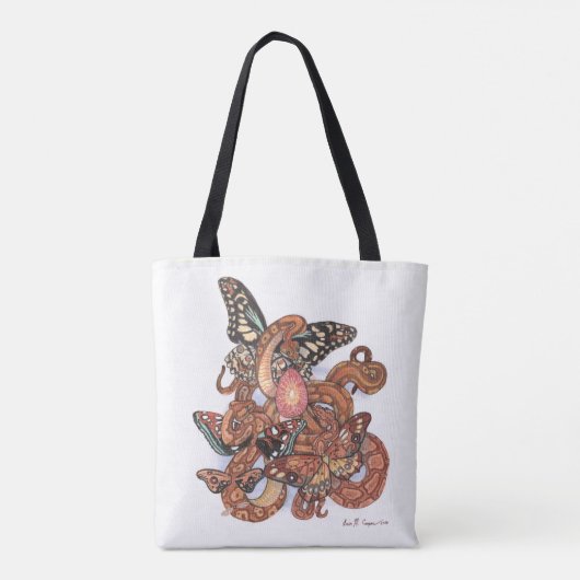 Kern van de Mystical Butterfly Snakes Art Tote Bag (Achterkant)