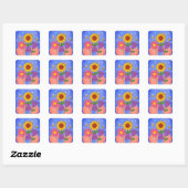 Kernbloemen – Zachte Esthetische Bloei Concept Vierkante Sticker (Vel)