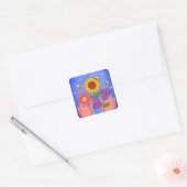 Kernbloemen – Zachte Esthetische Bloei Concept Vierkante Sticker (Envelop)