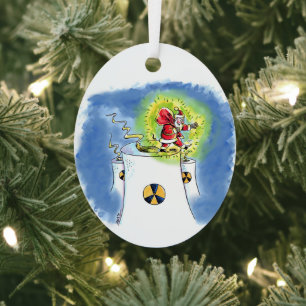 Kernbom op Kerstman ovale metalen ornament