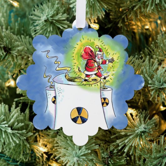 Kernbom op Kerstman sneeuwvlok papier ornament Kaart (Insitu (Drie))