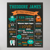 Kernbord van Monsters First Birthday Party Poster (Voorkant)
