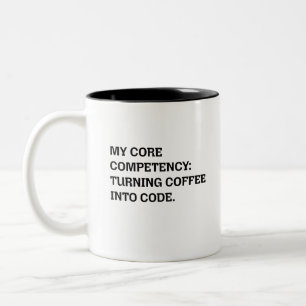Kerncompetentie: Koffie omzetten in Code Tweekleurige Koffiemok