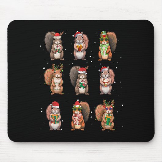 Kernelechters Kerstverlichting Decor Funny Squirre Muismat (Voorkant)