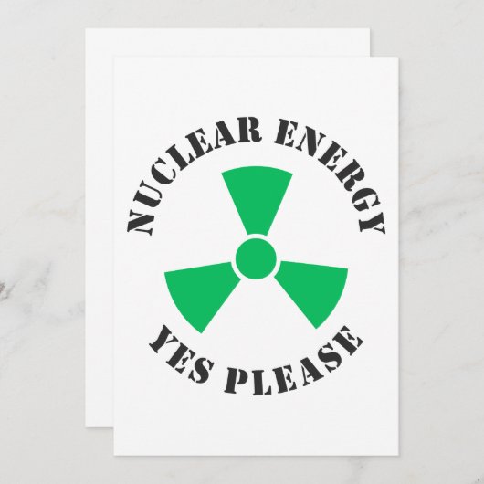 Kernenergie, alstublieft, kernenergie Invitati Kaart (Voorkant / Achterkant)