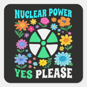 Kernenergie Ja Alsjeblieft Schone Energie Bloemen Vierkante Sticker