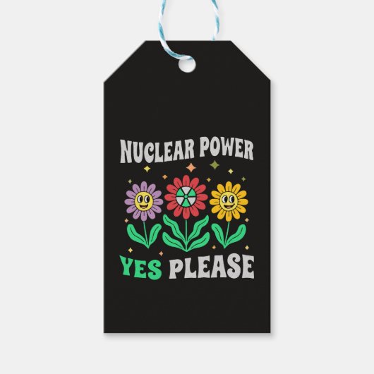 Kernenergie ja graag lachende bloemen cadeaulabel (Voorkant)