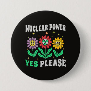 Kernenergie ja graag lachende bloemen ronde button 7,6 cm