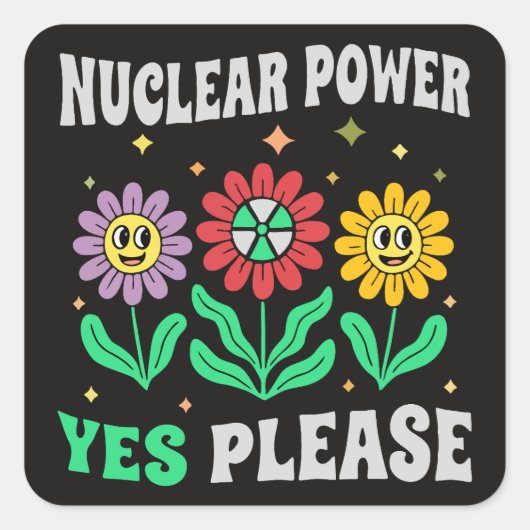Kernenergie ja graag lachende bloemen vierkante sticker (Voorkant)