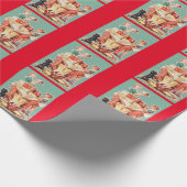  kernfamilie van 1950, retro-huisvrouw van 50 cadeaupapier (Hoek)