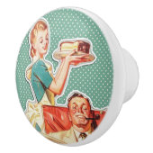  kernfamilie van 1950, retro-huisvrouw van 50 keramische knop (Rechts)